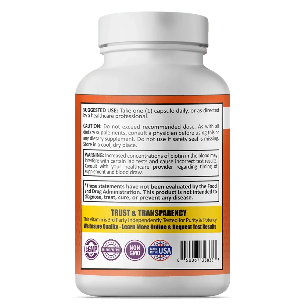 Biotin | 10,000mcg | 120 Count - Image 3