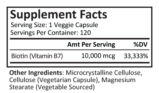 Biotin | 10,000mcg | 120 Count - Image 4
