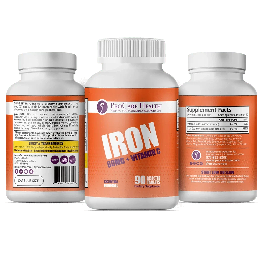 Iron Chelate 60mg + Vitamin C | Bisected Tablet | 90 Count - Image 5
