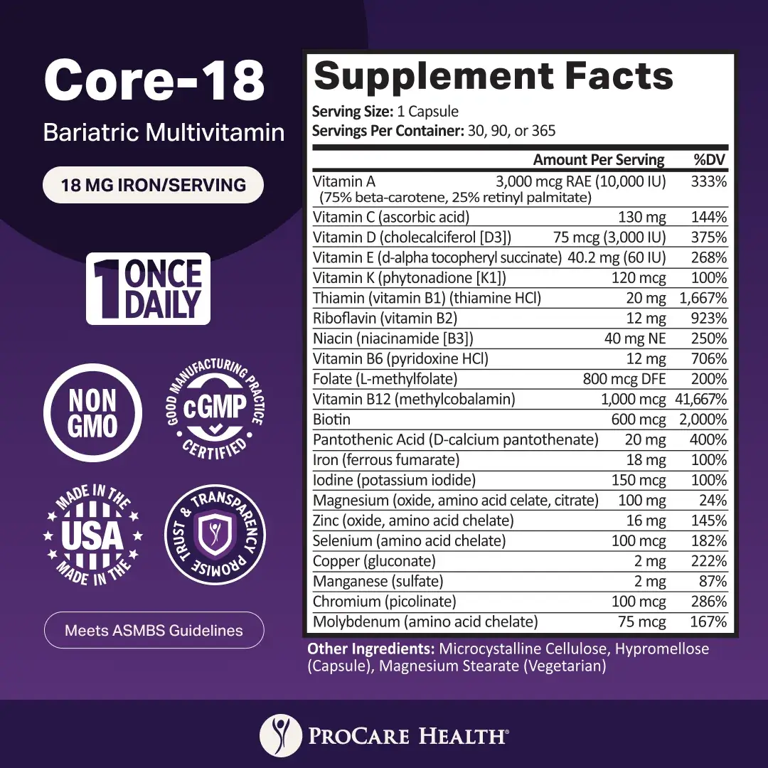 Core-18 Bariatric Multivitamin | 18mg Iron - Image 4