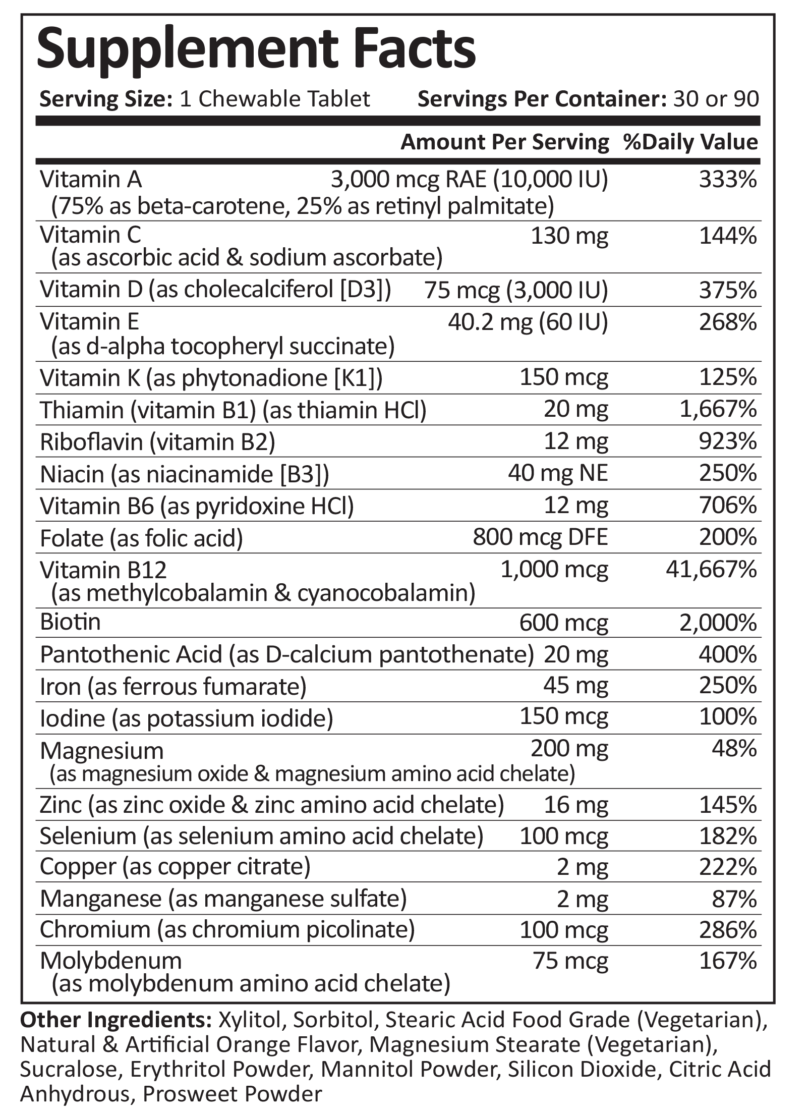 Multivitamin | 45mg Iron | Dye-Free Chewable | Orange - Image 4