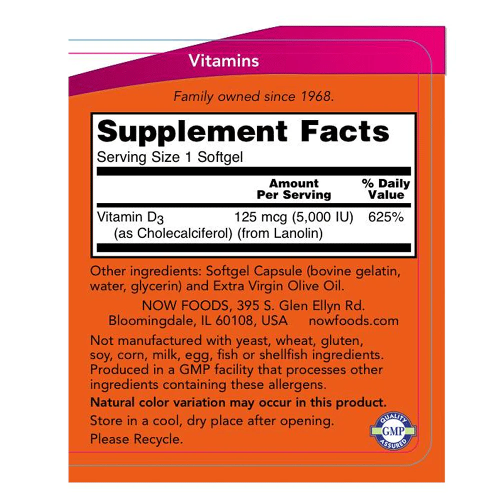 Vitamin D-3 | 5,000 IU | Softgel | 240 Count - Image 2